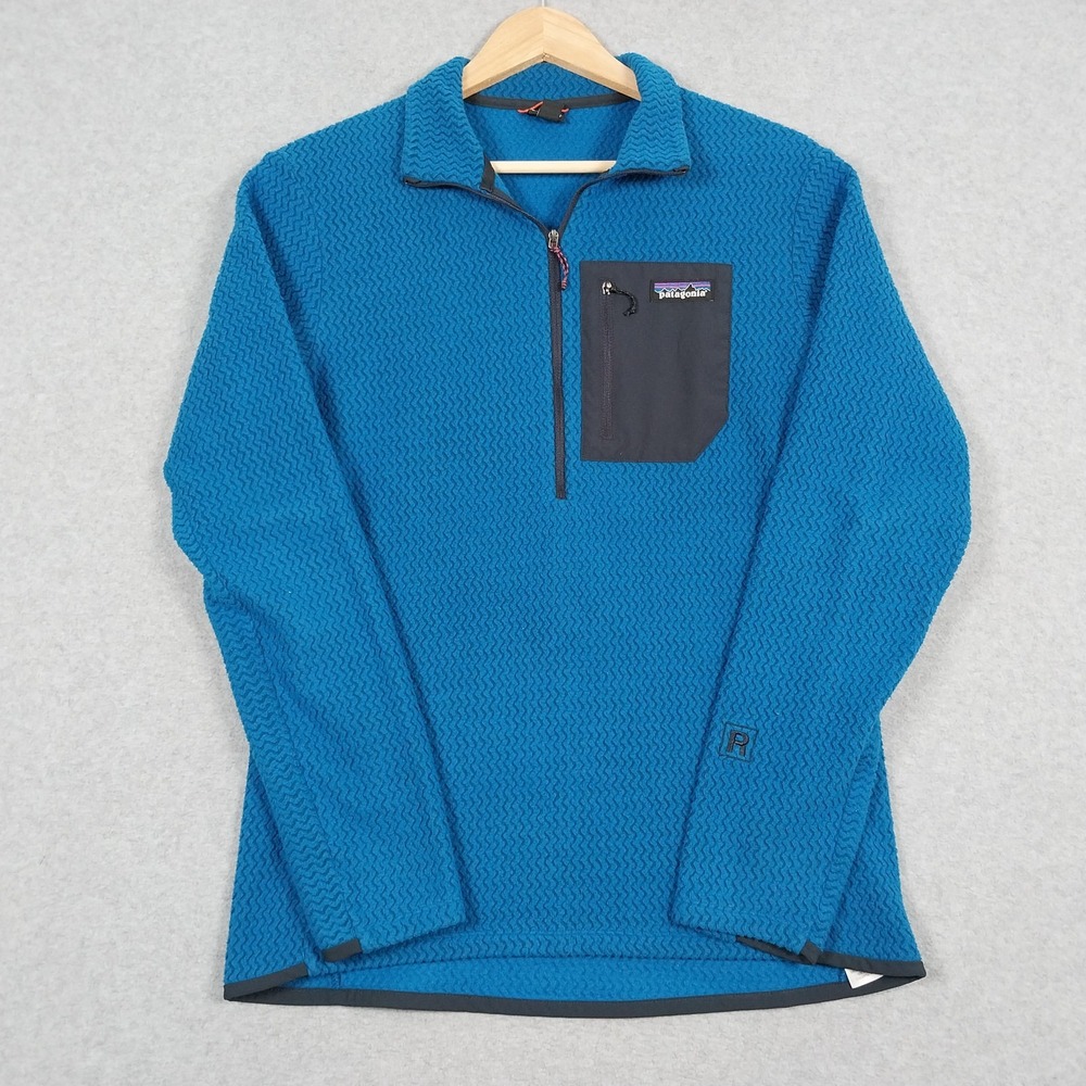 Patagonia R1 Air Mens Medium Blue Fleece Zip Neck  Pullover Sweater Hiking